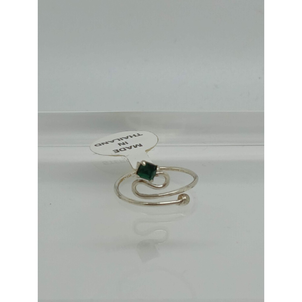 Swirly Emerald Green Crystal Rhinestone Toe Ring Adjustable Size Sterling Silver - Picture 4 of 9